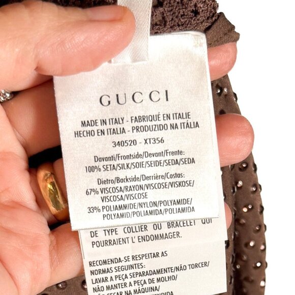 Gucci Brown Metallic Studs Embellished Silk Tank Top - Picture 7 of 8